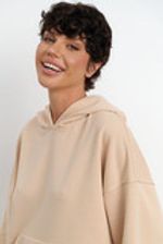 Худи свободного кроя из премиум футера ванильного цвета