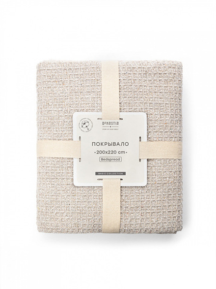 Покрывало DeNASTIA вафельное меланж 200x220 хб100% бежевый Индия