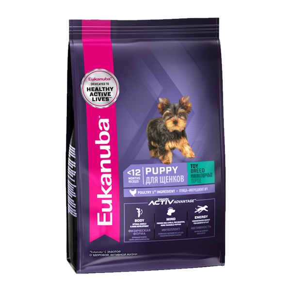 Сухой корм Eukanuba Puppy Toy Breed ˂12 Months для щенков миниатюрных пород с птицей