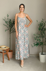 Длинное платье прямого силуэта Simona (Размер: XL) (Цвет: разноцветный)