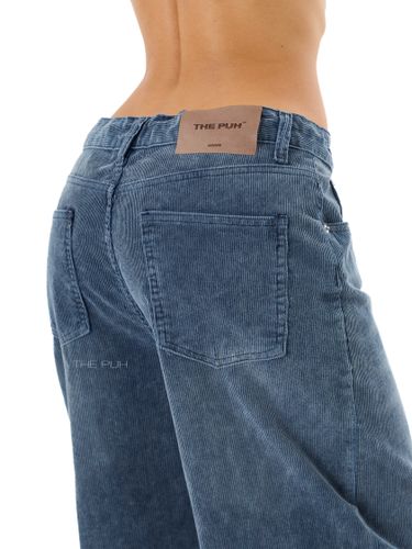 Синие широкие джинсы-трансформеры из вельвета