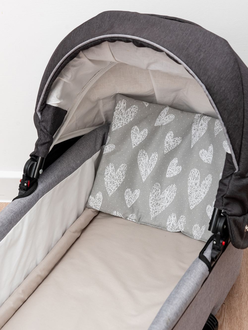 Комплект в коляску Серебряные сердечки