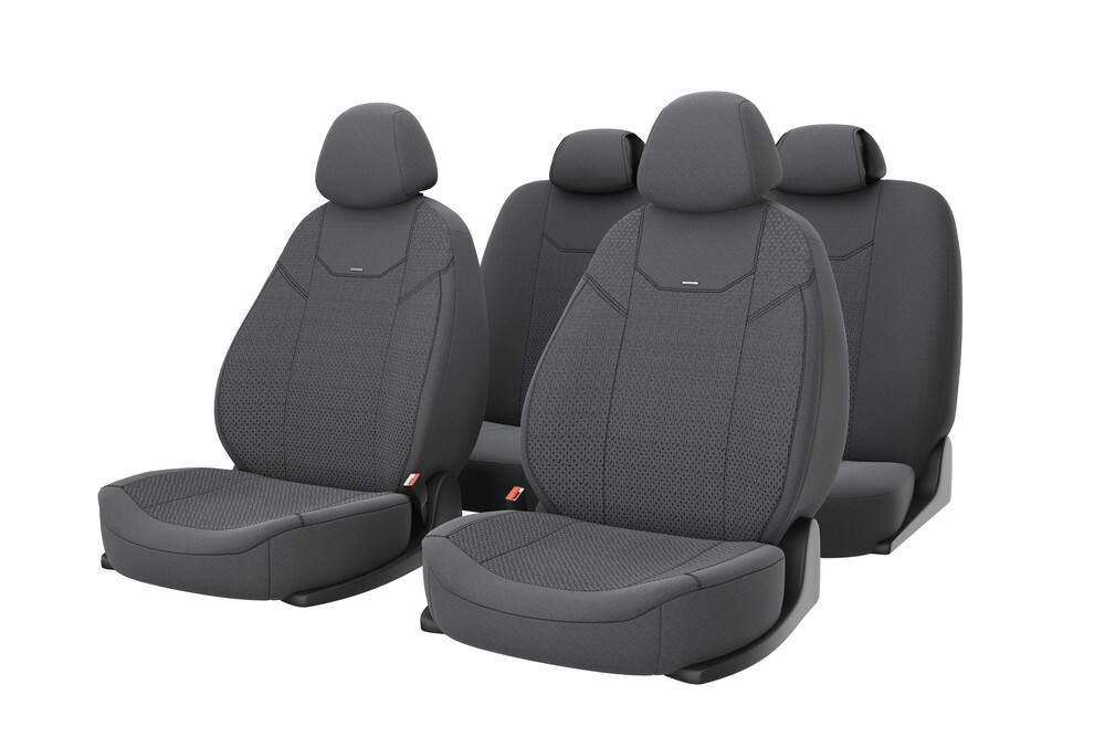 Чехлы на сидения CarFashion «ARIZONA» 10049 - Ткань:жаккард-пайнэппл -т.серый/т.серый/шов т.серый