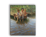 "Четыре мальчика на пристани рыбалки", художник Богданов-Бельский, картина