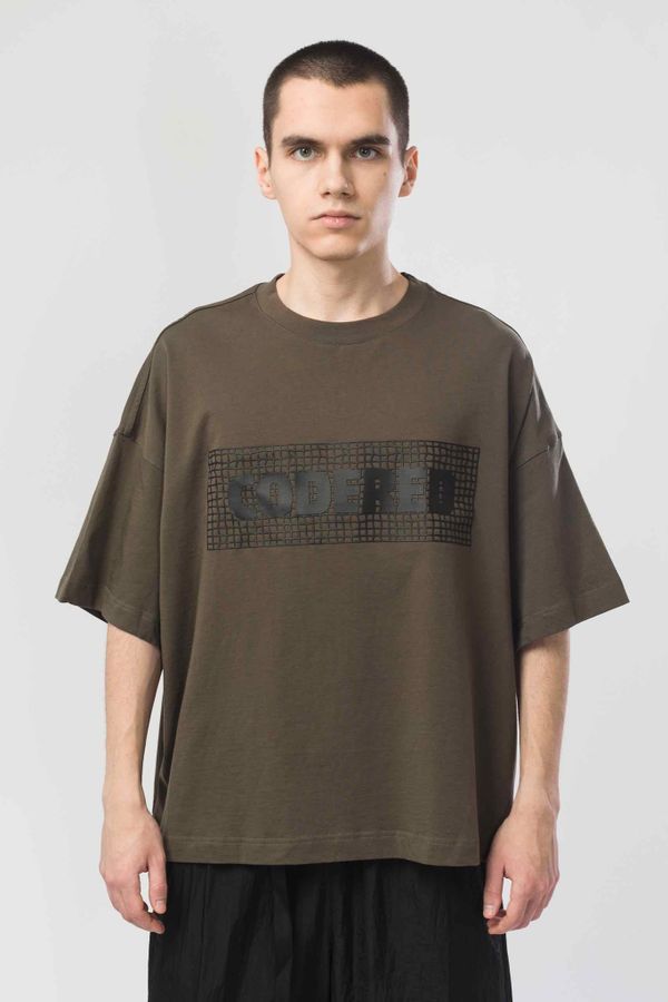 Футболка Wide T Bent Grid Box болотная - фото 1