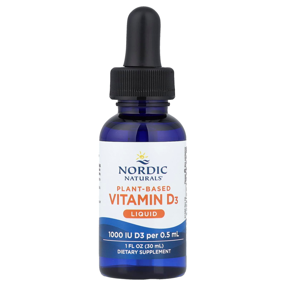 Nordic Naturals, растительный витамин D3, жидкая добавка, со вкусом яблока, 25 мкг (1000 МЕ), 30 мл (1 жидк. унция)