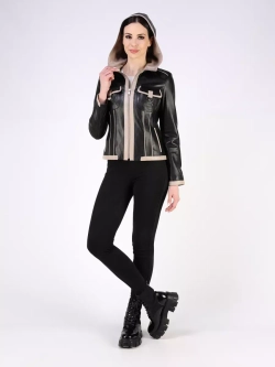 Кожаная куртка демисезонная с капюшоном