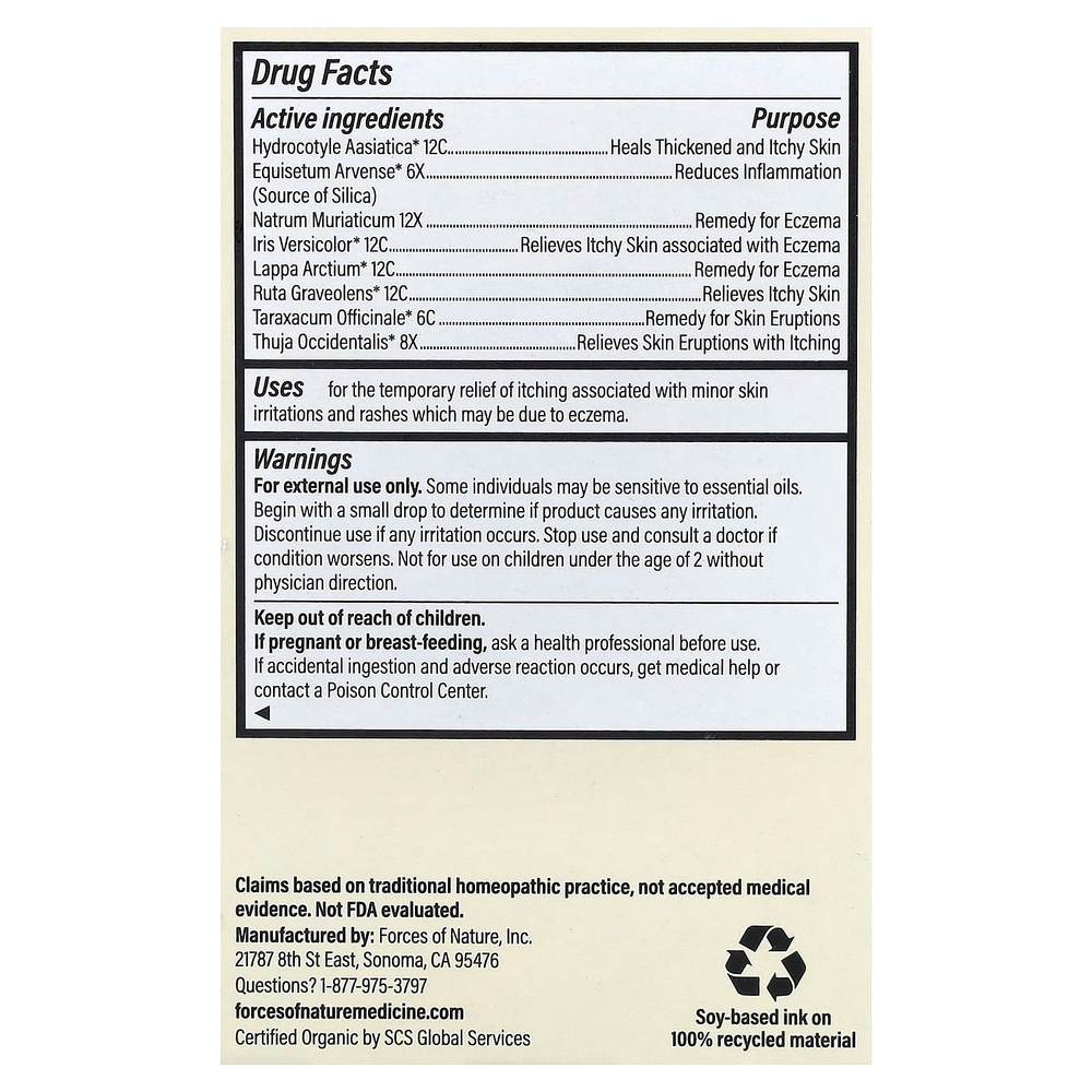Forces of Nature, средство от экземы, максимальная эффективность, 11 мл (0,37 жидк. унции)