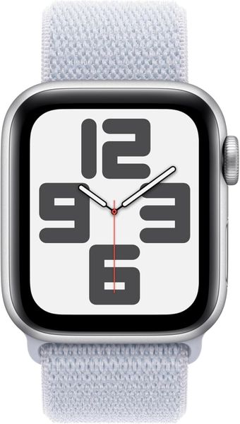 Умные часы Apple Watch SE 2024 40 мм из алюминия серебристого цвета, нейлоновый браслет дымчато-голубого цвета