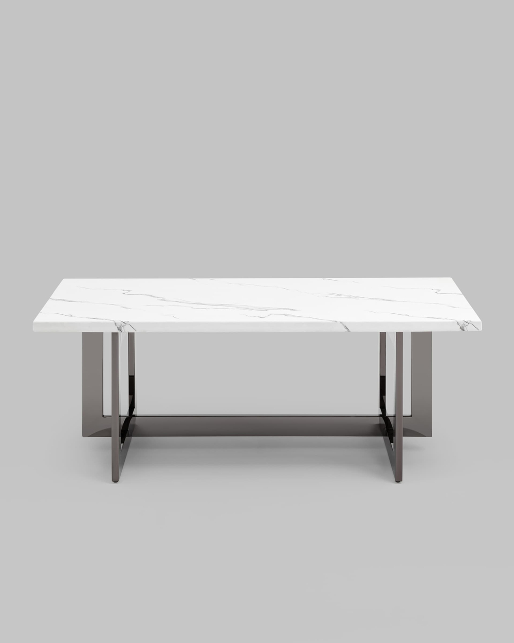Журнальный столик Нэйтан 122*61 белый мрамор сталь темный хром