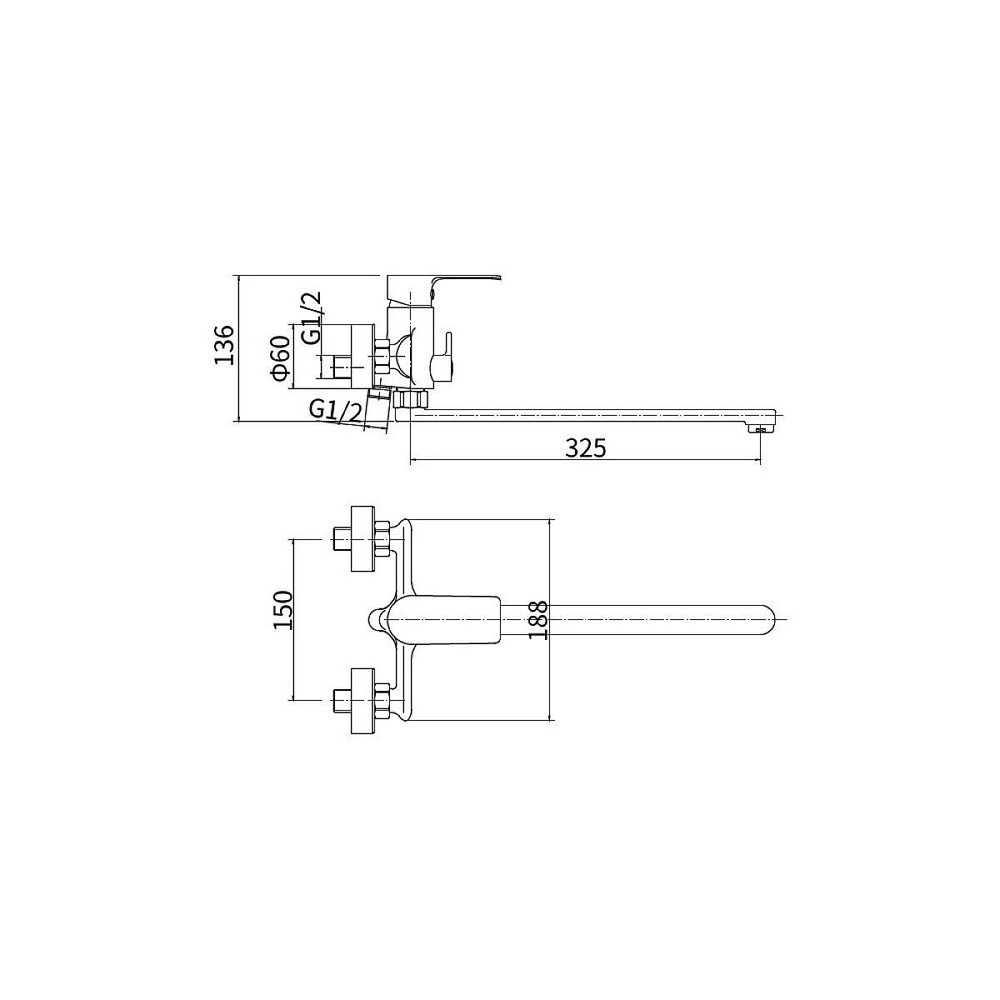 Смеситель для ванны с длинным изливом A2282-8 A2282-8