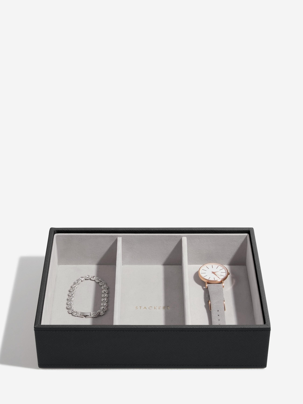 Органайзер для украшений и часов Stackers Classic Jewellery Box, 3 секции -Dove Grey & Rose (Navy Blue / темно-синий / Navy Blue / Органайзер с крышкой)