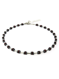 4647 Coeur de Lion - дизайнерское колье с кристаллами Сваровски.  Металл, гематит и стразы гранатового оттенка.