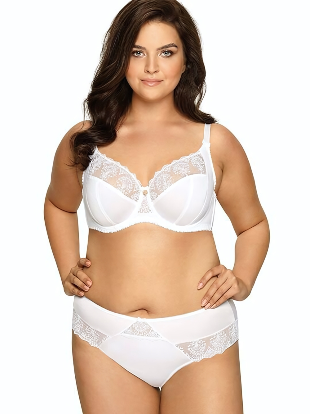 Бюстгальтер на косточках с нежными кружевными элементами (Размер: 75I) (Цвет: телесный)