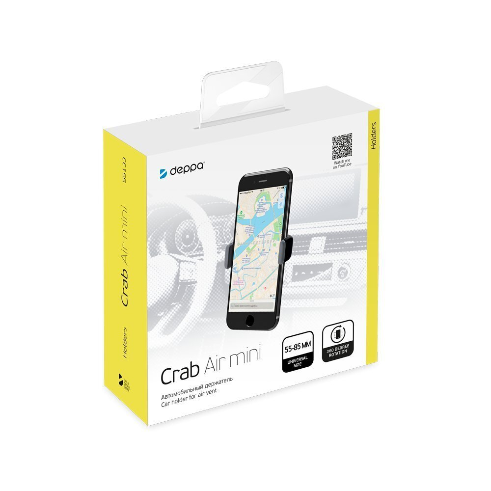 Автомобильный держатель Deppa Crab Air mini, на вентиляционную решетку, Black (Черный)