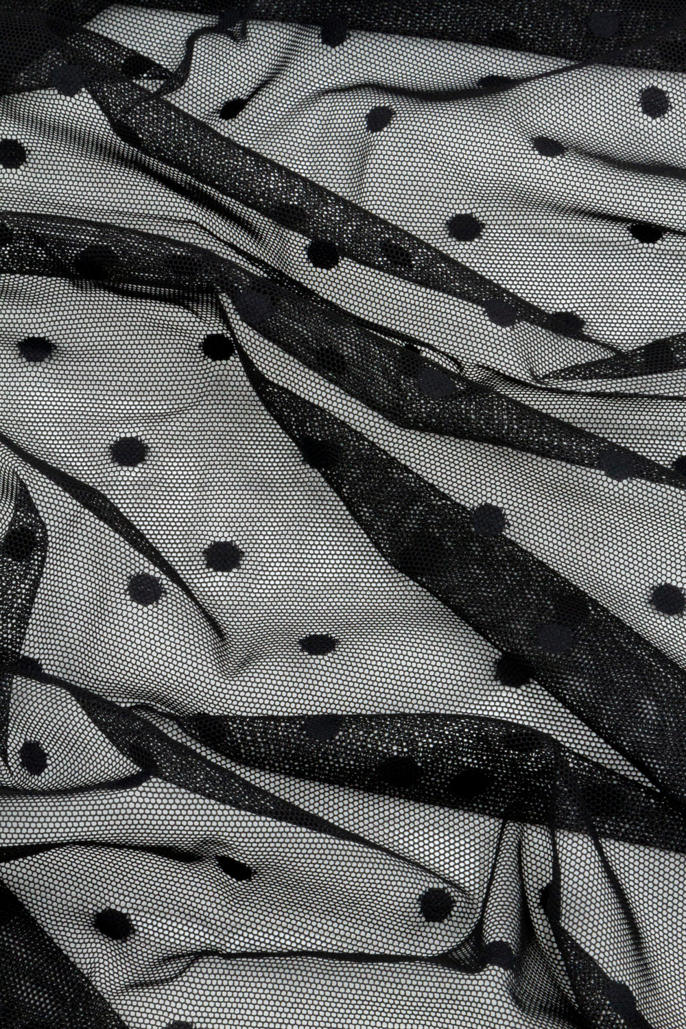 Сетка эластичная чёрная в горошек 8 мм метражом