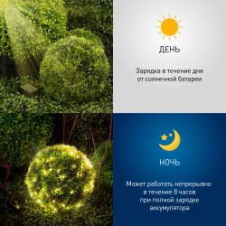 Садовая гирлянда ЭРА ERASF22-42 на солнечной батарее нить теплый свет 100 microLED 10 м