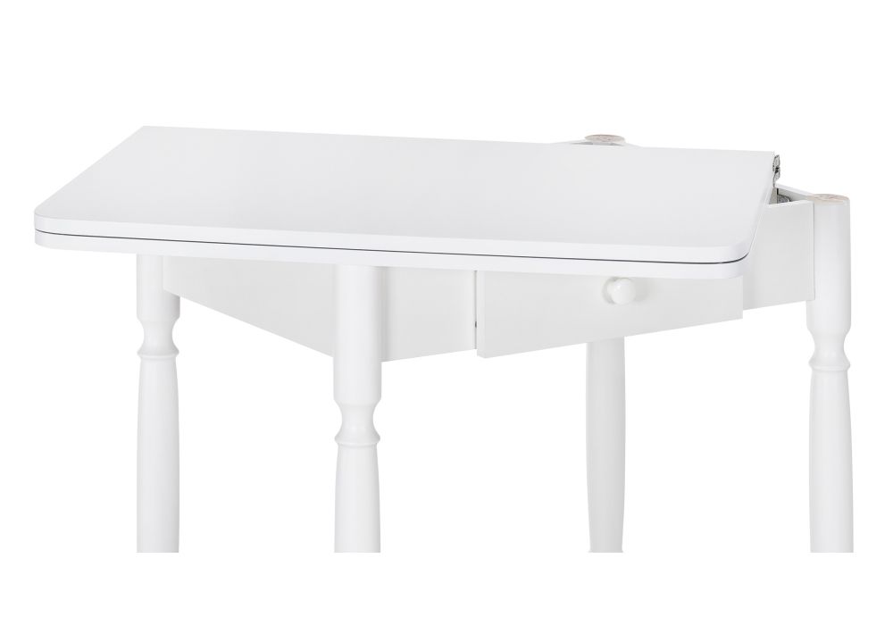 Стол Брентон с ящиком 60(120)х79х75 белый глянец
