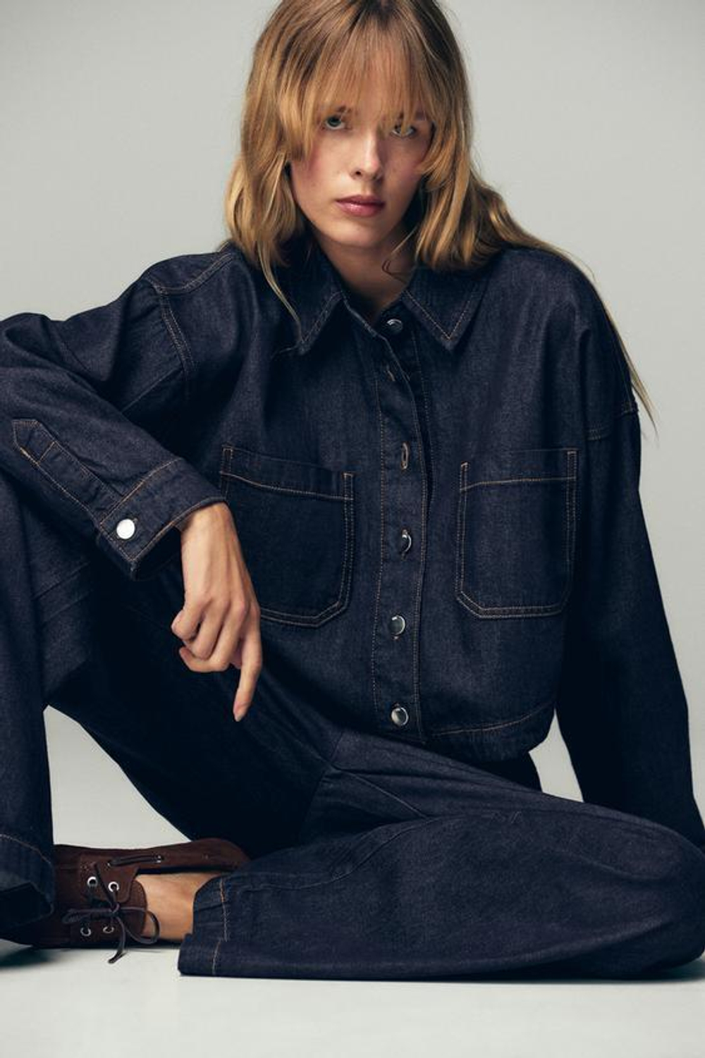 ZARA ДЖИНСЫ-ДЖОГГЕРЫ Z1975 WIDE LEG, СИНИЙ