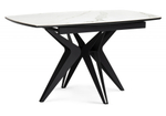 Керамический стол Woodville Риполь 160(205)х89 белый мрамор snow white, черный