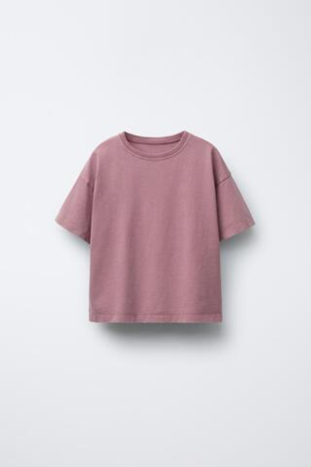 ZARA ФУТБОЛКА ИЗ ТКАНИ С ЭФФЕКТОМ ПОТЕРТОСТИ, ГРАНАТОВЫЙ