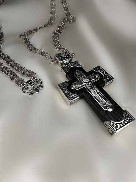 Наперсный крест с цепью ручной работы