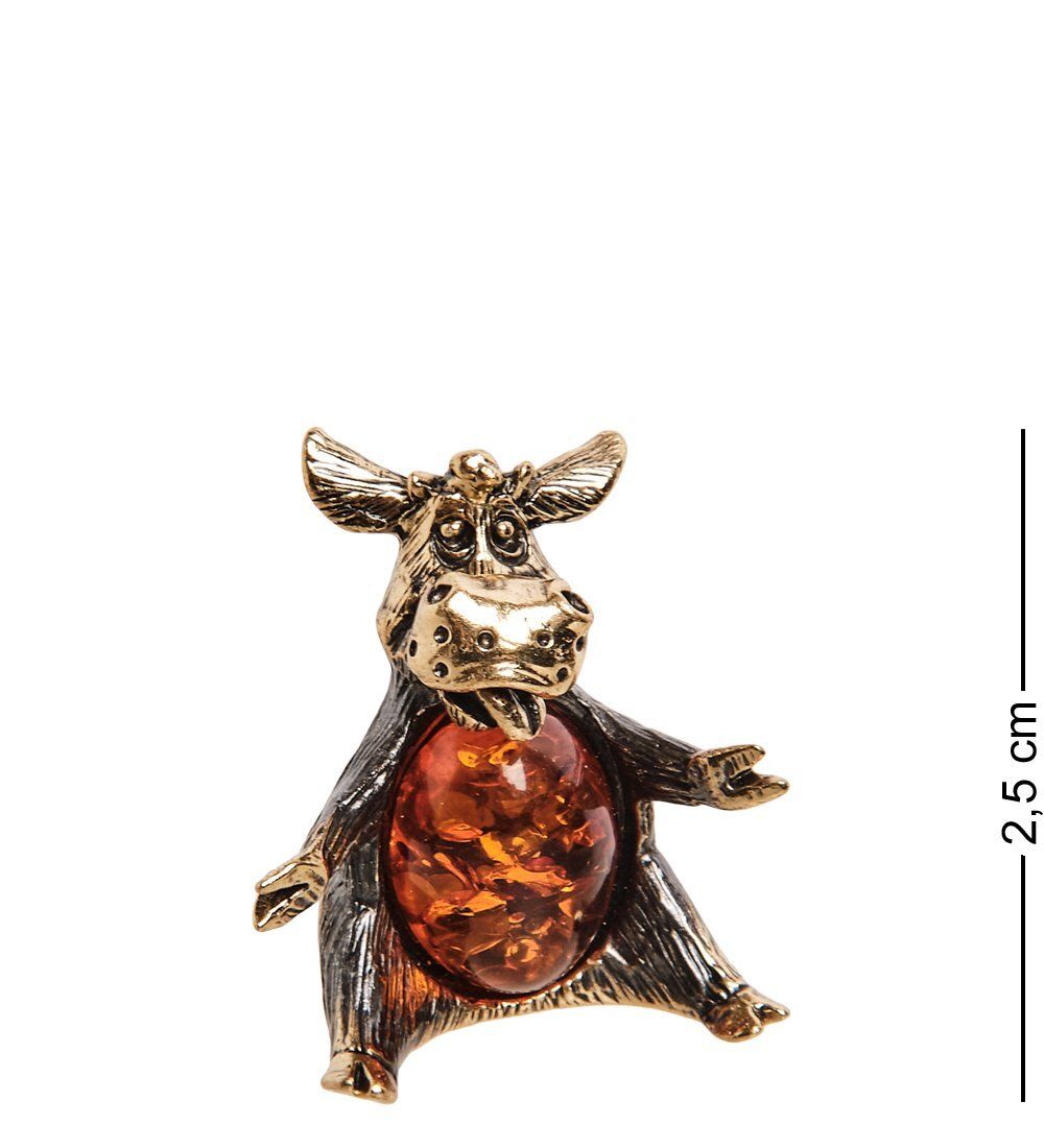 Народные промыслы AM-2831 Фигурка «Бык обнимашки» (латунь, янтарь)