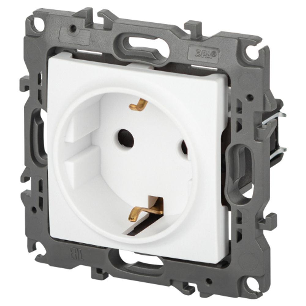 Розетка ЭРА Серия 12 12-2102-01М 2P+E Schuko со шторками 16А-250В белый матовый