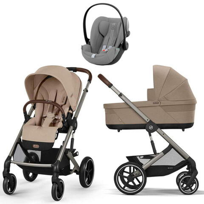 Коляска Cybex Balios S Lux TPE 2025 Cloud G i-Size Stone Grey Plus 3 в 1 Almond Beige с дождевиками
