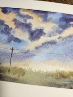 Картина авторская акварельная в паспарту 21х30 см на стену для интерьера "Закат в пути от точки А до точки Б"