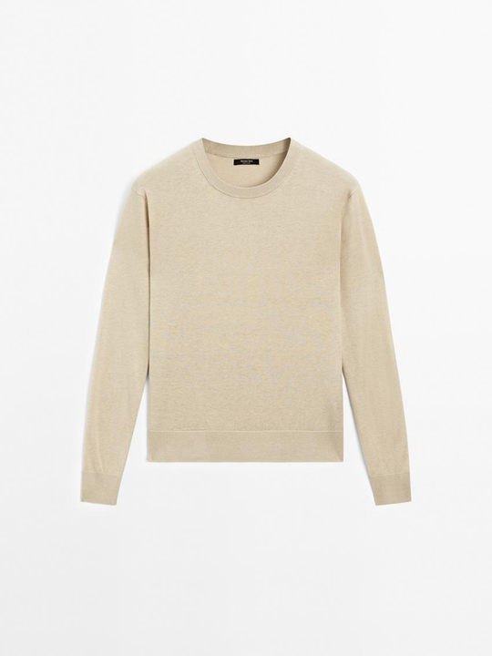 Massimo Dutti Свитер из смесового хлопка, бронзовый
