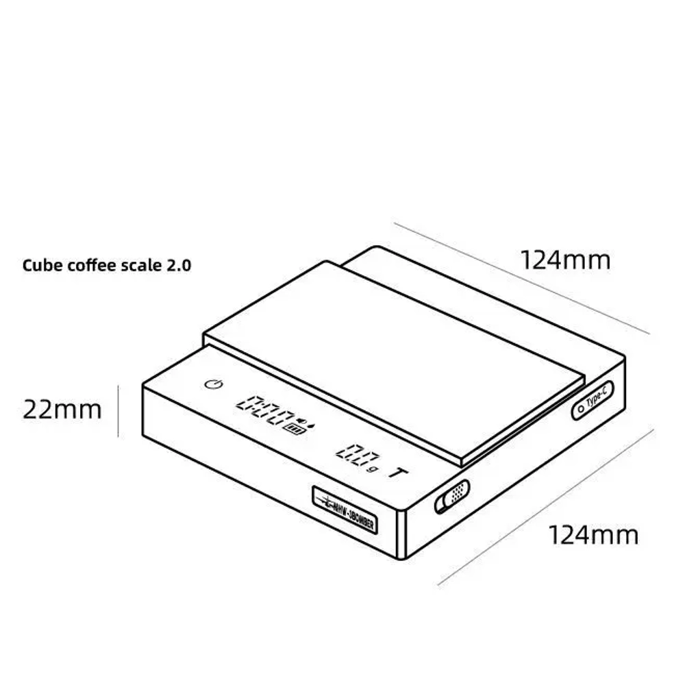 Весы электронные с таймером для заваривания кофе MHW-3BOMBER Cube 2.0