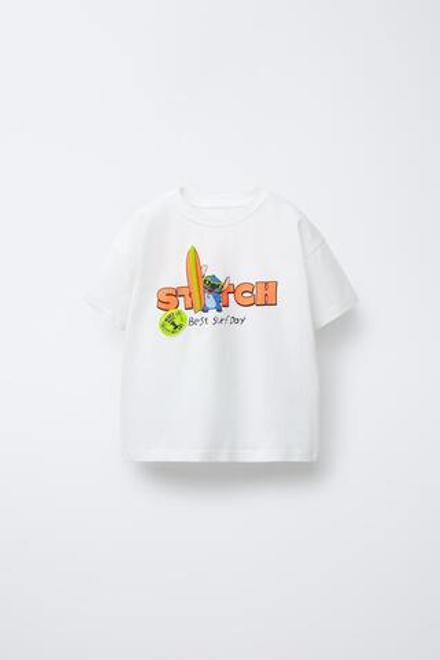 ZARA ФУТБОЛКА С ПРИНТОМ LILO & STITCH © DISNEY, БЕЛЫЙ