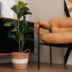 Кашпо плетеное "Танзания" с ручкой, Д265 Ш265 В230, натуральный, белый Lishan-08 L