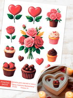 Трансфер переводной - декаль для свечей и гипса день святого валентина 008 А5