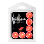 Набор из 6 шариков с массажным маслом с ароматом шампанского и клубники Secret Play Brazilian Balls