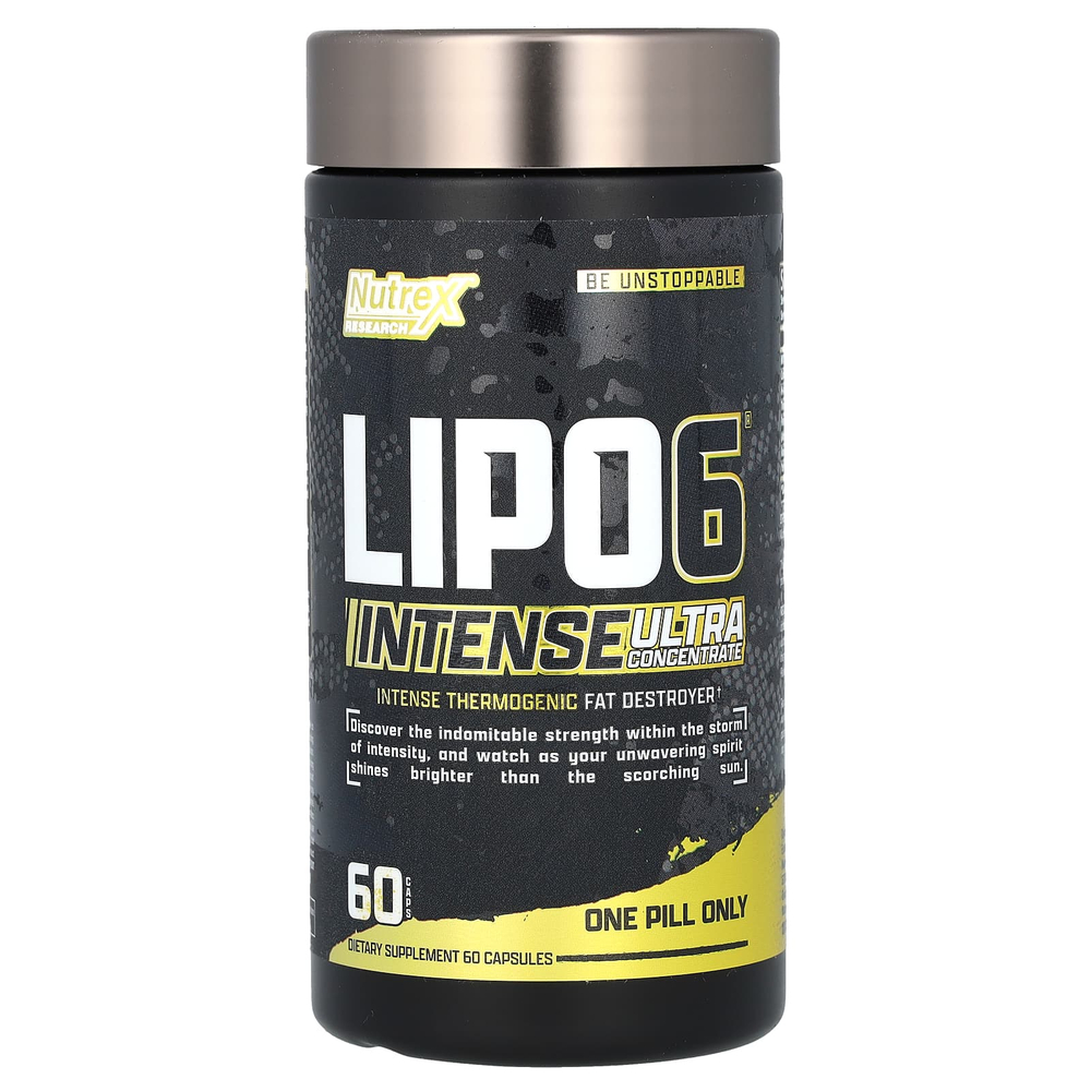 Nutrex Research, LIPO-6 Black Intense, ультраконцентрат, 60 черных капсул