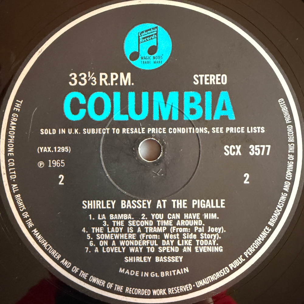 Shirley Bassey ‎– Shirley Bassey At The Pigalle (Англия 1965г.) Т