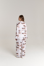 Шелковая пижама с лошадьми - S размер