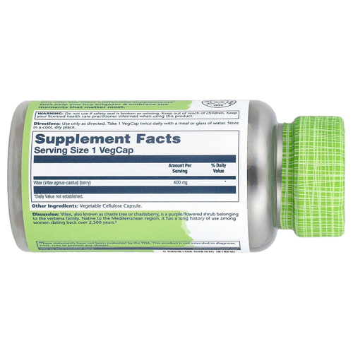 Solaray, True Herbs, витекс, 400 мг, 100 растительных капсул