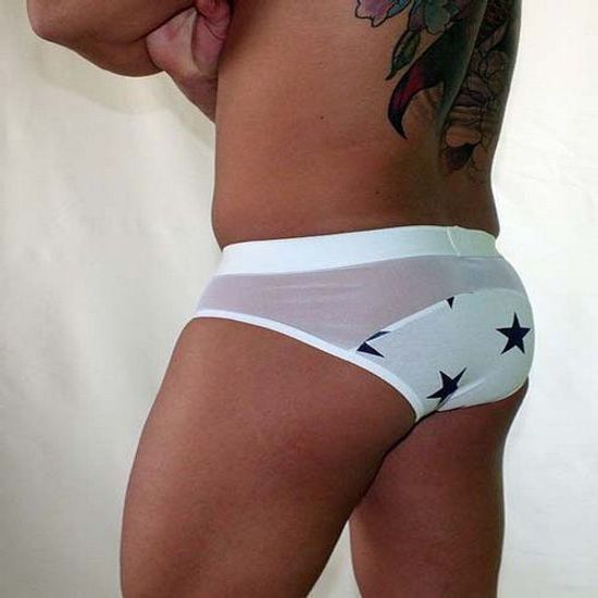 Трусы мужские брифы белые со звездами Van Baam VB-38138