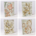 Пакет подарочный 32х45х12см "Цветы" с блёстками (Микс)