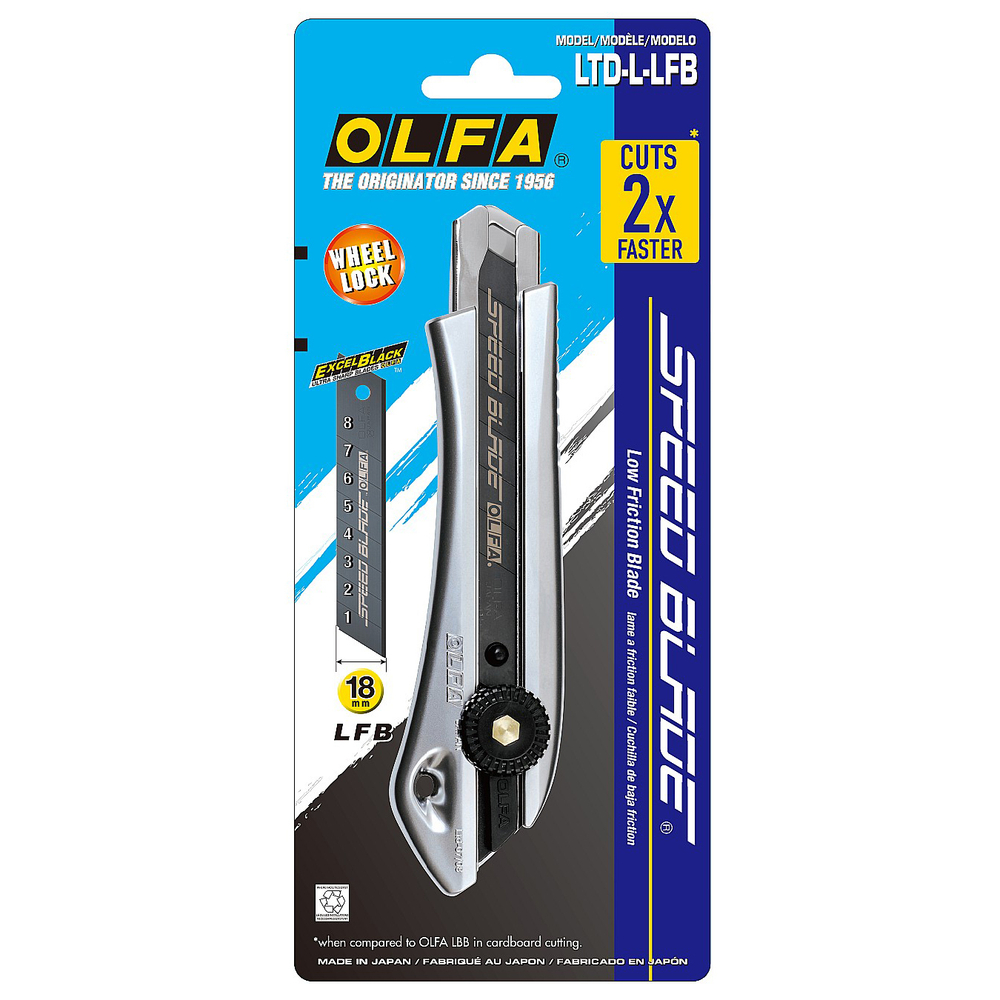 Нож OLFA 18 мм с выдвижным сегментированным лезвием, автофиксатор OL-LTD-AL-LFB