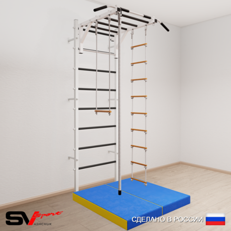 Шведская стенка Sv Sport 5364 (Турник рукоход/Канат/Лестница/Трапеция/Мат 1м)