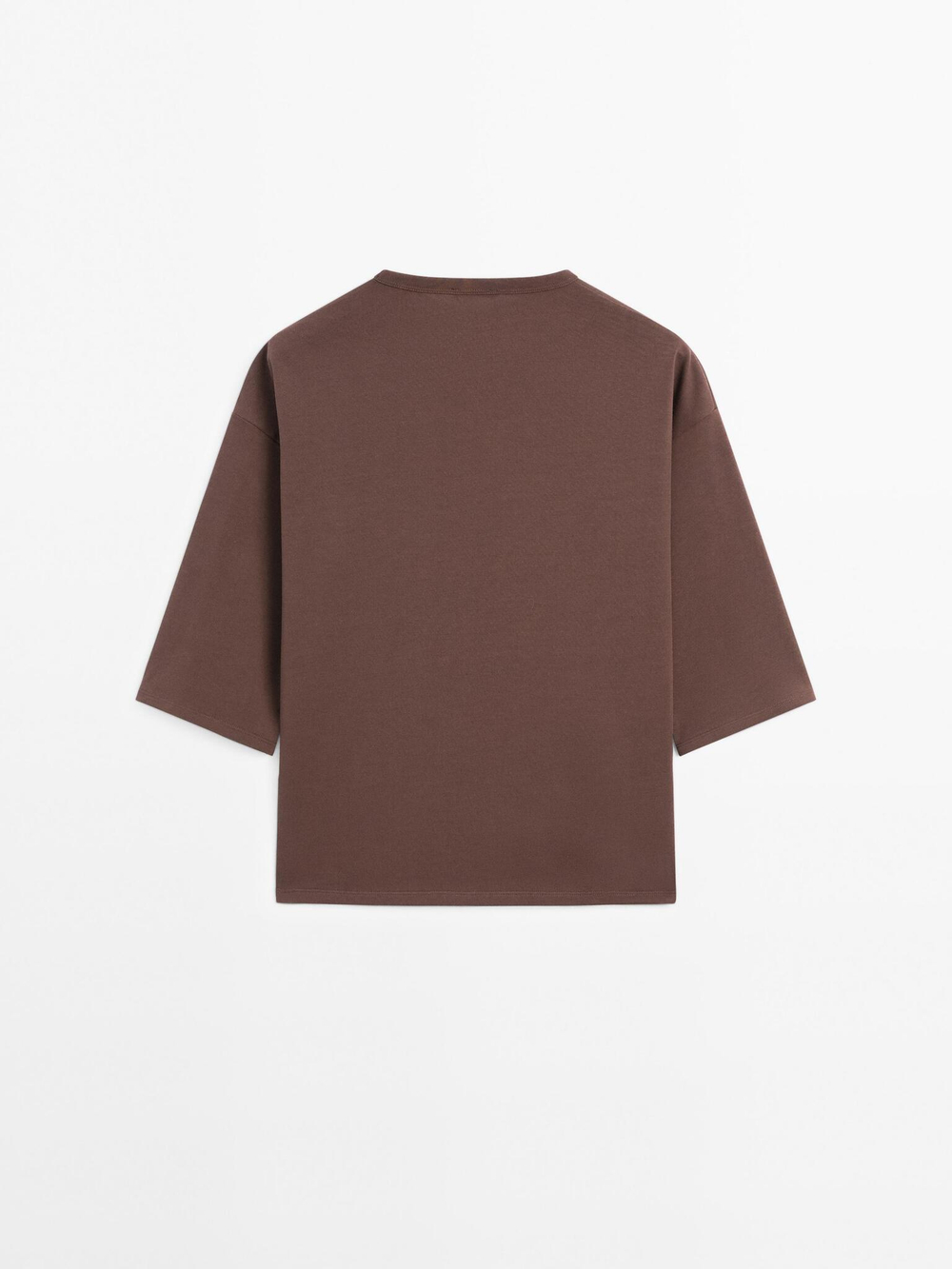 Massimo Dutti Футболка оверсайз из плотной ткани, коричневый