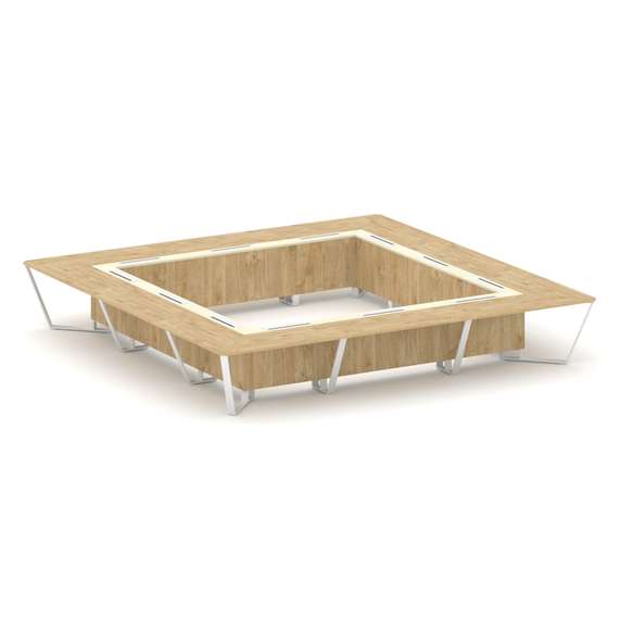 Steel Meet Стол переговорный квадратный KMK-PR.B.SP-24K Тиквуд Светлый/Ваниль Глянец/Металл Белый 48