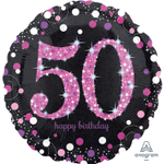 Шар Фольгированный Sparkling Birthday 50 (Черный)