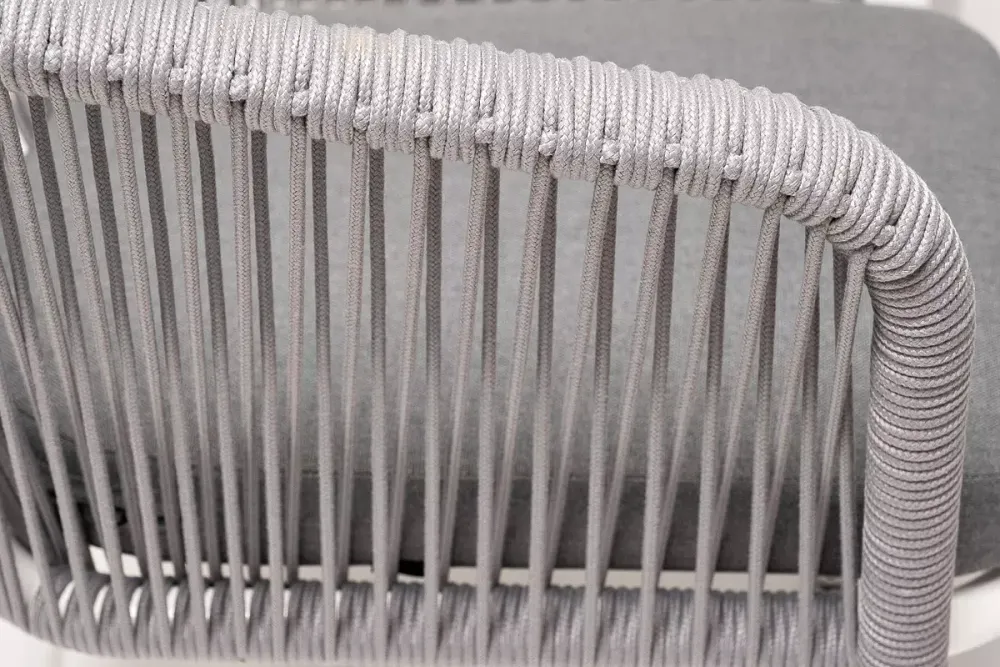 "Малага" обеденная группа на 6 персон со стульями "Марсель", каркас белый, роуп светло-серый