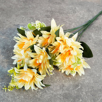 Цветы искусственные "Цветочная мелодия" Астры 50см 9 цветков, желтые