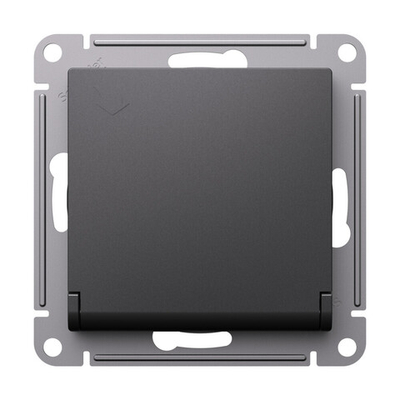 Systeme Electric AtlasDesign Базальт Розетка с/з со шторками с крышкой, 16А, IP20, механизм